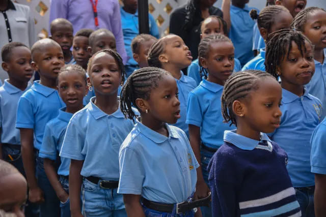 Students gathered for morning school assembly